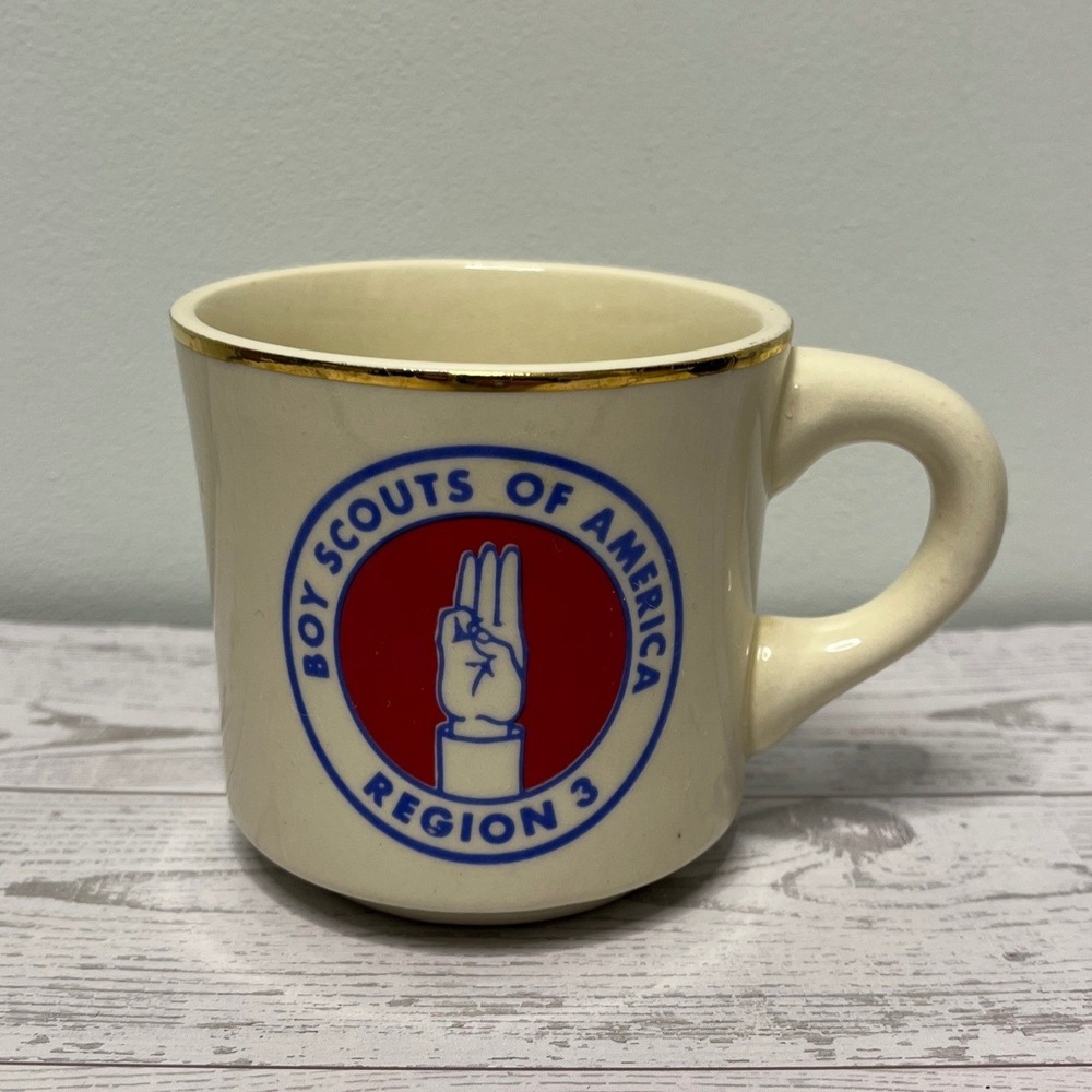 Boy Scouts of America VTG BSA Ceramic Mug Region 3 Three Finger Coffee Cup